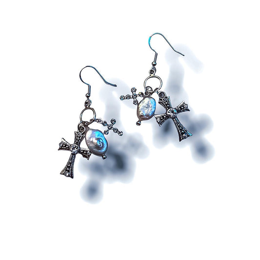 Cross charm earrings